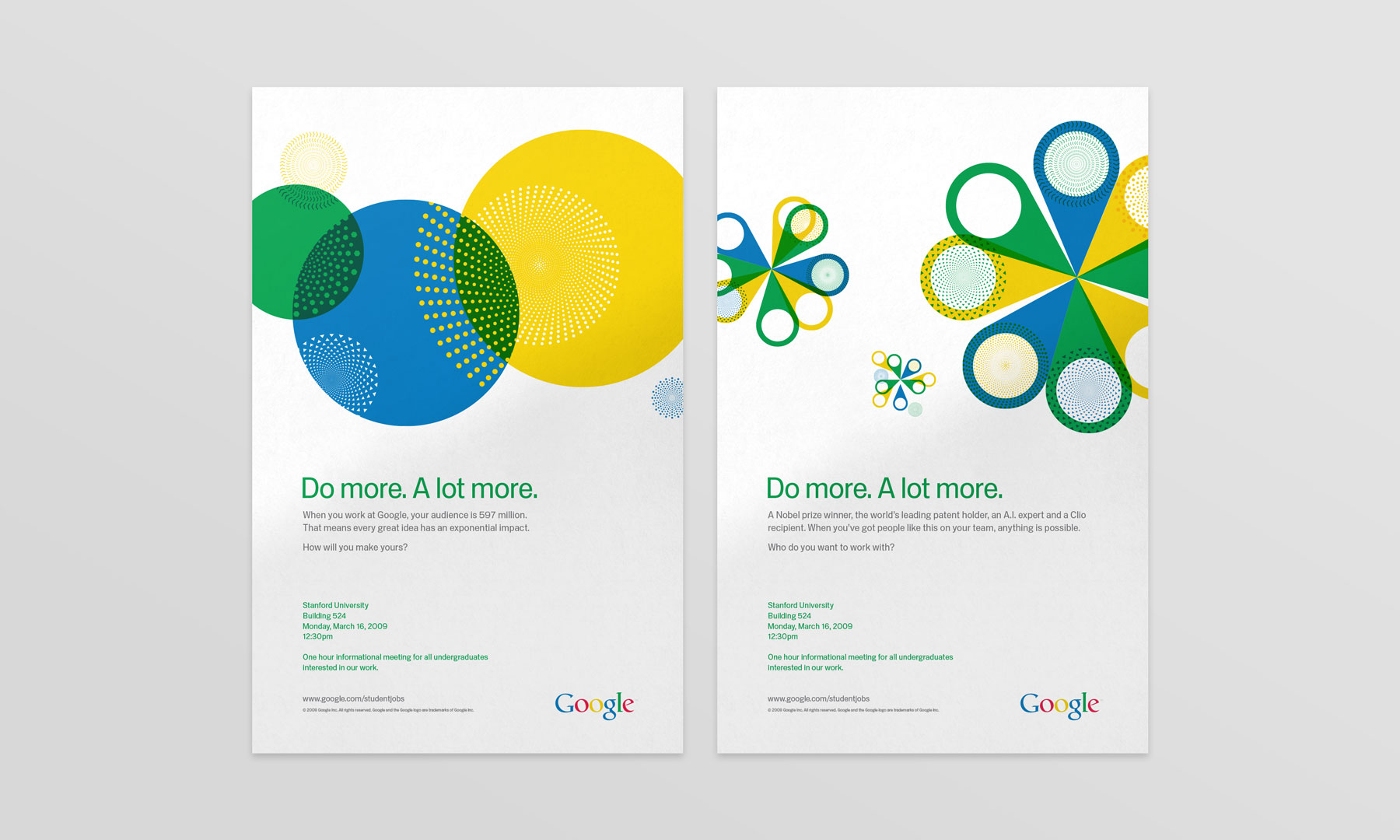 two Google recruitment posters, “Do More. A lot more.”